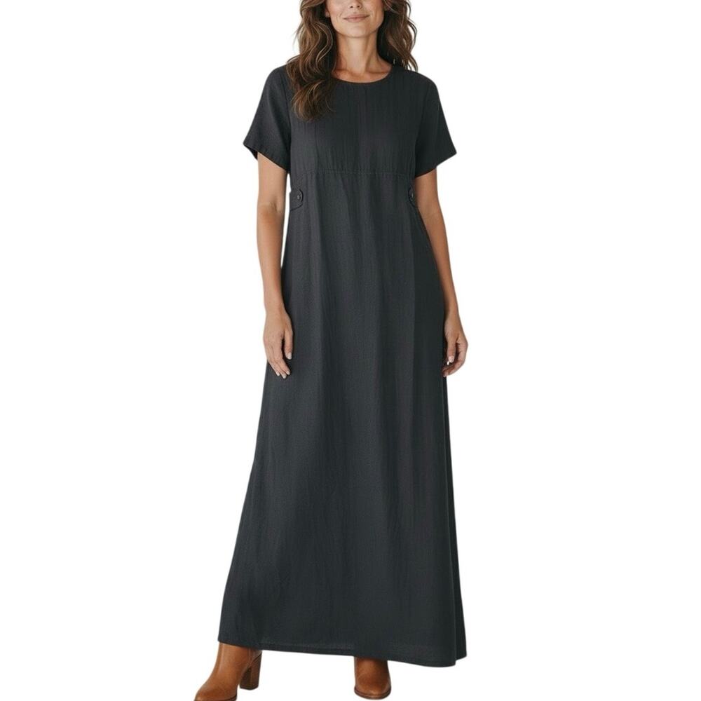 Russ Berens Malibu USA Mineral Wash Linen Maxi Dress - S